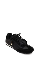 Kadın Siyah Bağcıklı Charmlı Leopar Deri Sneaker | Derimod Kadın Siyah Bağcıklı Charmlı Leopar Deri Sneaker | Derimod