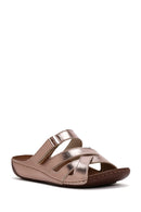 Women's Bronze Comfort Slippers | Derimod Women's Bronze Comfort Slippers | Derimod