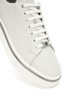 Men's White Lace-Up Leather Sneakers | Derimod Men's White Lace-Up Leather Sneakers | Derimod