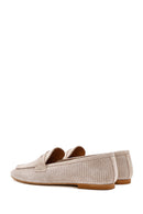Women's Beige Mesh Suede Leather Loafer | Derimod Women's Beige Mesh Suede Leather Loafer | Derimod