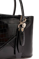 Kadın Siyah Uzun Askılı Kroko Kol Çantası | Derimod Kadın Siyah Uzun Askılı Kroko Kol Çantası | Derimod