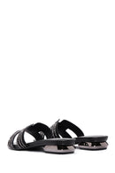 Women's Black Stone Slippers | Derimod Women's Black Stone Slippers | Derimod