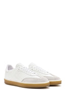 Men's White Lace-up Leather Sneaker | Derimod Men's White Lace-up Leather Sneaker | Derimod