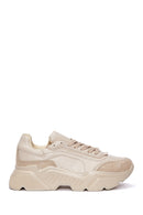 Women's Beige Thick Sole Lace-Up Sneakers | Derimod Women's Beige Thick Sole Lace-Up Sneakers | Derimod