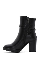 Women's Black Buckle Heeled Boots | Derimod Women's Black Buckle Heeled Boots | Derimod
