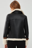 Megeve Kadın Siyah Deri Ceket | Derimod Megeve Kadın Siyah Deri Ceket | Derimod