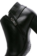 Women's Black Zippered Buckle Detailed Thick Heeled Boots | Derimod Women's Black Zippered Buckle Detailed Thick Heeled Boots | Derimod