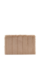Women's Beige Chain Strap Plush Clutch Bag | Derimod Women's Beige Chain Strap Plush Clutch Bag | Derimod