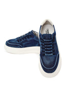Male Navy Lace-Up Thick-Soled Fabric Sneaker | Derimod Male Navy Lace-Up Thick-Soled Fabric Sneaker | Derimod