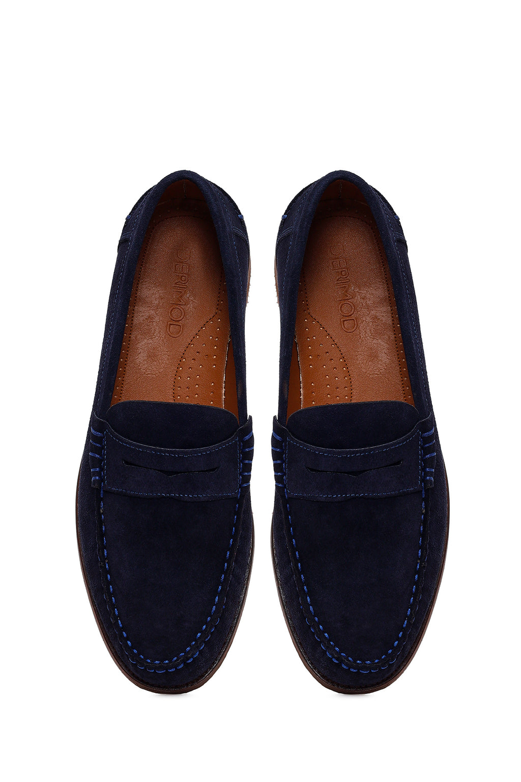 Erkek Lacivert Süet Deri Casual Loafer