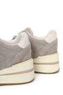 Woman Gray Lace-Up Wedge Heel Suede Shoes | Derimod Woman Gray Lace-Up Wedge Heel Suede Shoes | Derimod