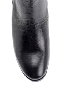 Women's Heeled Crocodile Patterned Leather Boots | Derimod Women's Heeled Crocodile Patterned Leather Boots | Derimod