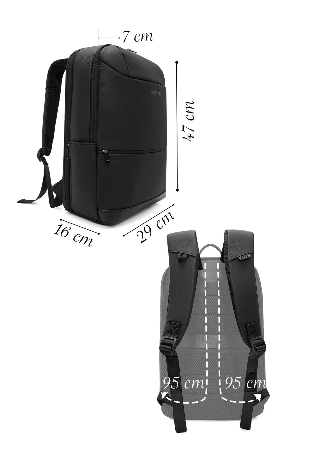 D-Pack Unisex Siyah Kumaş Sırt Çantası