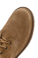 Women's Brown Zippered Suede Leather Combat Boots | Derimod Women's Brown Zippered Suede Leather Combat Boots | Derimod