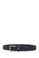 Men's Navy Blue Braided Leather Belt | Derimod Men's Navy Blue Braided Leather Belt | Derimod