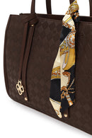 Woman Brown Printed Classic Shoulder Bag | Derimod Woman Brown Printed Classic Shoulder Bag | Derimod
