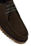 Male Khaki Lace-up Nubuck Leather Casual Shoes | Derimod Male Khaki Lace-up Nubuck Leather Casual Shoes | Derimod
