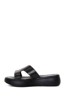 Women's Black Thick Soled Leather Slippers | Derimod Women's Black Thick Soled Leather Slippers | Derimod