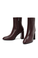 Kadın Bordo Fermuarlı Kalın Yüksek Topuklu Deri Bot | Derimod Kadın Bordo Fermuarlı Kalın Yüksek Topuklu Deri Bot | Derimod