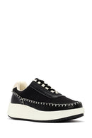 Kadın Siyah Bağcıklı Deri Sneaker | Derimod Kadın Siyah Bağcıklı Deri Sneaker | Derimod