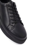 Erkek Siyah Bağcıklı Deri Sneaker | Derimod Erkek Siyah Bağcıklı Deri Sneaker | Derimod