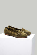 Haki Süet Kadın Deri Loafer | Derimod Haki Süet Kadın Deri Loafer | Derimod
