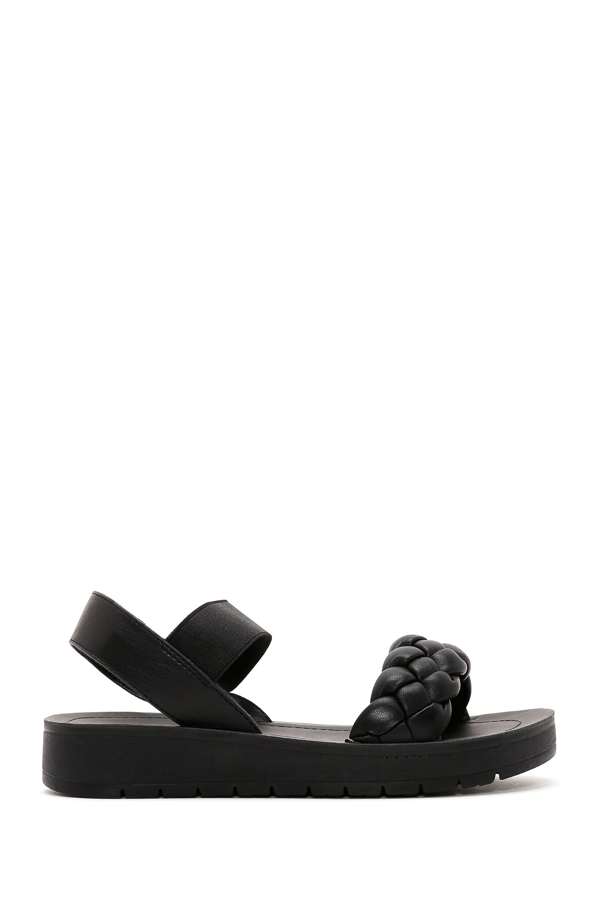 Kadın Siyah Örgü Desenli Sandalet 24SFE461614 | Derimod