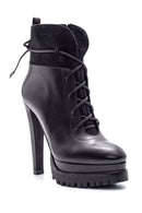 Women's Suede Detailed Heeled Leather Boots | Derimod Women's Suede Detailed Heeled Leather Boots | Derimod