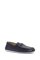 Women's Navy Blue Leather Masculine Loafer | Derimod Women's Navy Blue Leather Masculine Loafer | Derimod