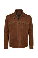 Wade Male Brown Slim-Fit Suede Jacket | Derimod Wade Male Brown Slim-Fit Suede Jacket | Derimod