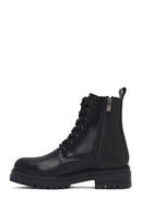 Woman Black Zippered Thick-Soled Combat Boots | Derimod Woman Black Zippered Thick-Soled Combat Boots | Derimod