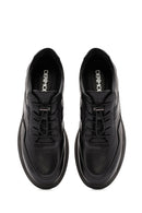 Erkek Siyah Bağcıklı Deri Sneaker | Derimod Erkek Siyah Bağcıklı Deri Sneaker | Derimod