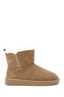 Women's Camel Fur Detailed Suede Leather Boots | Derimod Women's Camel Fur Detailed Suede Leather Boots | Derimod