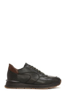 Men's Green Lace-Up Leather Casual Sneakers | Derimod Men's Green Lace-Up Leather Casual Sneakers | Derimod