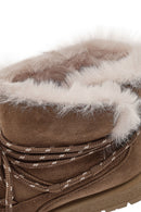 Woman Mink Lace-Up Thick-Soled Suede Teddy Boots | Derimod Woman Mink Lace-Up Thick-Soled Suede Teddy Boots | Derimod