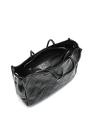 Kadın Siyah Zincir Askılı Baskılı Kol Çantası | Derimod Kadın Siyah Zincir Askılı Baskılı Kol Çantası | Derimod