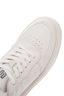 Men's White Lace-up Thick-Sole Leather Sneaker | Derimod Men's White Lace-up Thick-Sole Leather Sneaker | Derimod