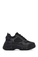 Woman Black Lace-Up Chunky Sneaker | Derimod Woman Black Lace-Up Chunky Sneaker | Derimod