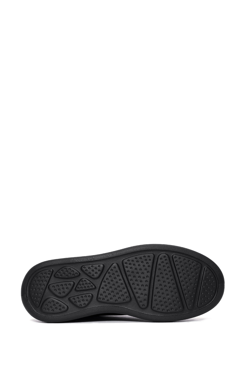 Erkek Siyah Bağcıklı Kalın Tabanlı Deri Sneaker