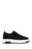Men's Black Leather Detailed Lace Up Fabric Sneaker | Derimod Men's Black Leather Detailed Lace Up Fabric Sneaker | Derimod