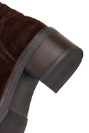 Woman Brown Zip Closure Thick-Heeled Suede Boots Casual Boots | Derimod Woman Brown Zip Closure Thick-Heeled Suede Boots Casual Boots | Derimod