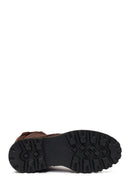 Woman Brown Lace-Up Zip Closure Suede Combat Boots | Derimod Woman Brown Lace-Up Zip Closure Suede Combat Boots | Derimod