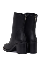 Woman Black Zip Closure Thick-Heeled Leather Boots | Derimod Woman Black Zip Closure Thick-Heeled Leather Boots | Derimod