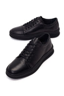 Erkek Siyah Bağcıklı Deri Sneaker | Derimod Erkek Siyah Bağcıklı Deri Sneaker | Derimod