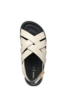Geox Women Cream D Adelash A - Smo.Lea Leather Sandals | Derimod Geox Women Cream D Adelash A - Smo.Lea Leather Sandals | Derimod