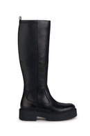 Geox Women's Black Spherica Ec7 Zippered Leather Boots | Derimod Geox Women's Black Spherica Ec7 Zippered Leather Boots | Derimod