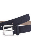 Men's Navy Blue Suede Leather Belt | Derimod Men's Navy Blue Suede Leather Belt | Derimod