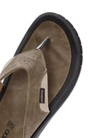 Men's Mink Flip Flop Nubuck Leather Slippers | Derimod Men's Mink Flip Flop Nubuck Leather Slippers | Derimod