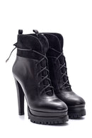Women's Suede Detailed Heeled Leather Boots | Derimod Women's Suede Detailed Heeled Leather Boots | Derimod