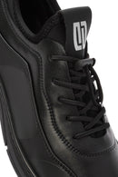 Erkek Siyah Bağcıklı Deri Sneaker | Derimod Erkek Siyah Bağcıklı Deri Sneaker | Derimod